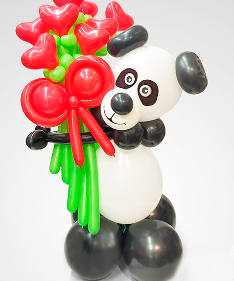 №2.59 Фигура из шаров Панда с цветами 5шт 1400р. 90-100см. Цвет шаров можно изменить