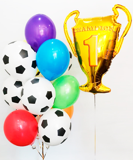 №20.58 Кубок с воздушными шарами (5 шаров с рисунком и 5 цветных) 1650 руб. Цвет и количество шаров любые