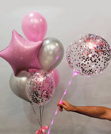№10.60 Гелиевые шары 1700 руб.: 7 шаров и светящийся шар