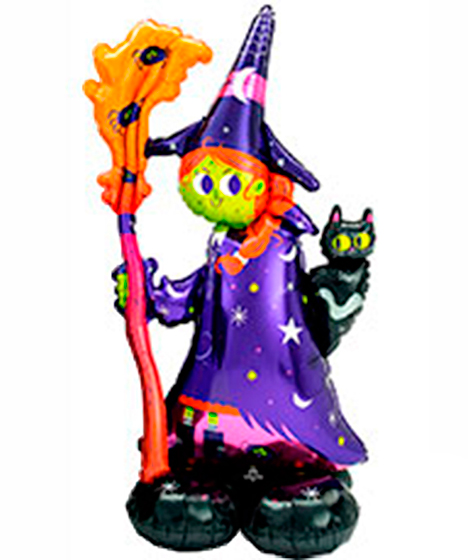 №8.18 Шар на Хэллоуин ростовая ведьмочка 1290р., высота 120-140см.