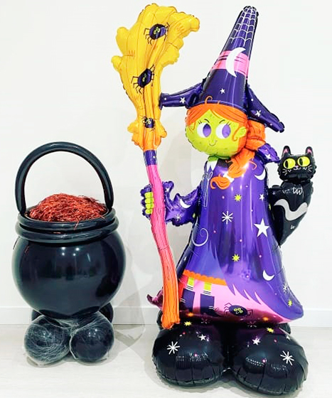 №8.40 Оформление шарами на Хэллоуин - Ведьма с зельем 1800р.