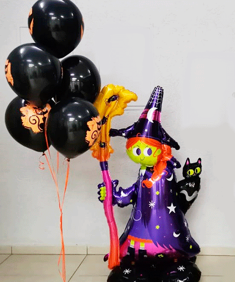 №8 Шары на Хэллоуин 2300 руб.: Ведьма 120см и шарики 5шт